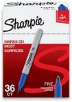 Sharpie Permanent Markers, Fine Point, Blue, Box of 36