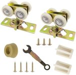 7/8" Pocket Door Ball Bearing Quad Hangers Fit Cox Series 32 and National V Type Tracks, Upgraded N 7449 with Quick-Release, 7/8" C.T.C., Min. 1" Thick Doors, 2 Pack