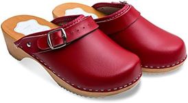 FUTURO FASHION Wooden Women Clogs Shoes, Handmade Healthy Natural Genuine Leather Ladies Cloggs Footwear Orthopedic Shoes for Women Original Hospital Wooden Clogs in Unisex 3-8 UK