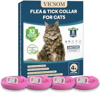 VICSOM 4 Pack Cat Flea Collar - Adjustable, Waterproof Flea and Tick Prevention for Cats and Kittens - 32 Months Protection - Flea and Tick Treatment - Pink