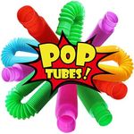 Novelty Place 6 Pack Pull & Pop Tube Sensory Fidget Toy for Kids and Adults, Colorful Heavy-Duty Pop Tubes for Construction and Building - Sensory Educational Toys for Stress, Autism, ADHD and Anxiety