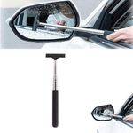 Brienstripe Car Rearview Mirror Wiper,Retractable Auto Glass Squeegee, Water Cleaner with Telescopic Long Rod,Portable Cleaning Tool for All Vehicles for Rainy Foggy Weather.