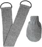 Natural Back Scrubber for Shower for Men and Women - Set of 2 Exfoliating Body Scrubbers - Long Back Washer Sleeve & Bath Scrub Mitten for Deep Cleaning & Skin Relax (Cotton (Soft Hardness))