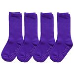 juDanzy 4 Pack of Mid-Calf Ribbed Socks with Anti-Slip Grips for School Uniform, Soccer, Sports, AFO, Purple, 6-10 Years