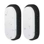 ANWIO 14W Outside Black Led Oval Bulkhead Light,Ip54 Waterproof Outdoor led Porch Lights, Outdoor LED External Wall Lights,Ceiling Light,980LM,4000K Natural White,Outdoor Wall Ceiling Lights(2 Pack)