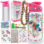 Decorate Your Own Water Bottle Kits for Girls Age 5 6 7 8 9 10 11 12,Unicorn Gem Diamond Crafts Stickers,Fun Arts and Crafts Gifts for Girls Birthday Christmas