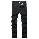 JUNBAOSS Mens Regular Fit Straight Leg Jeans, Ripped Jeans for Men, Distressed Destroyed Fashion Denim Jean Pants with Holes, A#black Ripped1, 34