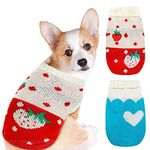 KUTKUT 2 Pcs Small Dogs Pullovers, Winter Warm Turtleneck Knitted Girl Dog Clothes, Cute Knitwear Soft Sweaters Vest Outfits (SIZE: No-16: XL, Adjustable Chest: 40cm - 45cm)