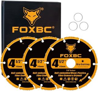 FOXBC 4-1/2 Inch Cut Off Wheels, Carbide Grit Cut-Off Disc for Woods, Plastics, Fiber Cement or Drywall - 3 Pack