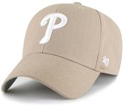 47 MLB Khaki White Primary Logo MVP Adjustable Hat, Adult One Size Fits All - Philadelphia Phillies - Khaki White, Philadelphia Phillies - Khaki White