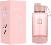 IRON °FLASK Clear Tritan Trekker Water Bottle with Chug Lid & Rubber Boot - Leak Proof & Lightweight for Gym, Hiking, Sports - Dishwasher Safe, BPA Free Plastic - Pink Marshmallow, 32 Oz