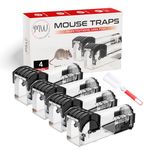 HUMANE MOUSE TRAPS -TWO UNITS ONLY Reusable Mouse traps, For Indoor & Outdoor use, Clean Indoor mice traps, Gloves & Cleaning Brush Included and Highly Sensitive. (2)