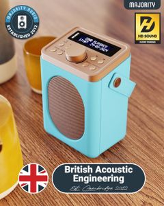 MAJORITY Little Shelford DAB+ Portable Radio – Bluetooth, 15h Battery, Dual Alarm, Duck Egg