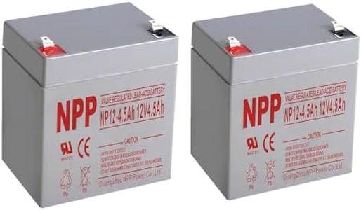 NPP 12V 4.5Ah Rechargeable AGM Battery, NP12-4.5Ah F2 Terminal, Home Alarm Battery Replacement for Door Opener, DJW12-4.5, ADT Security Panel, Electronic Scale, Kids Cars (2Pcs)