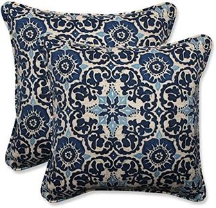 Pillow Perfect Outdoor/Indoor Woodblock Prism Throw Pillow (Set of 2), 18.5", Blue