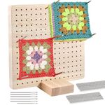 Barrier Board for Granny Square, Handcrafted Wooden Blocking Board, Granny Squares Blocking Board, 20 x 20 cm Locking Board, Crochet, Crochet Blocking Boards Full Kit with 20 Stainless Steel Rod Pins