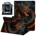 for Universal 10 10.1 Inch Android Tablet Case 360 Degree Rotating PU Leather Stand Folio Cover for iPad 9.7/10.2/10.5/Galaxy Tab 9-10.5"/Fire HD 10 and More 9.0-10.5 Inch Tablet,Big Orange Dragon