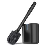 MR.SIGA Toilet Bowl Brush and Holder, Toilet Brush with Durable and Flexible TPR Bristles, Wall Mounted Toilet Brush Cleaner for Bathroom Cleaning, Black, 1 Pack