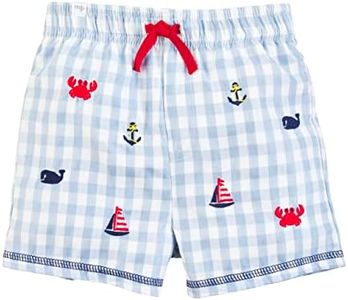 Mud Pie Boys Swim Trunks, Gingham, Large | 4T-5T
