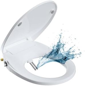 Hibbent Bidet Toilet Seats Non-Electric with Separated Self Cleaning Function - Dual Nozzles Hygienic Washing for Rear & Feminine Cleaning-ON/Off Metal T Adapter Inclued(Round/Standard - OB308UK)