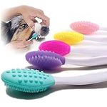 5pack Dog Toothbrush, Double-Sided Soft Silicone Gentle Dental Brushes kit with Curved Long Handle Dog toothbrushes