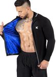 Kewlioo Pro Men's Sauna Jacket - Heat Trapping Sweat Compression Top - Zipup Closure - Sauna Long Sleeve Shirt (Black, 2XL)