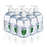 6 x 480ml Hand Sanitiser Gel by PeppyPure - Made With 75% Plant-Based Alcohol - Kills 99.9% of Bacteria - EU Compliant