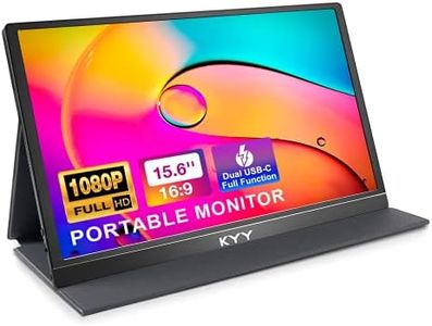 KYY Portable Monitor 15.6'' 1080P FHD USB-C Laptop Monitors w/Smart Cover & Dual Speaker, HDMI Computer Display IPS HDR External Gaming Monitor for PC Phone Mac Xbox PS4 Switch[Upgraded]