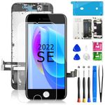 for iPhone SE Screen with Camera Black for A1662,A1723,A1724, Mobkitfp Compatible with iPhone 5SE Screen Digitizer LCD Touch Screen Display, Full Assembly with Repair Tools