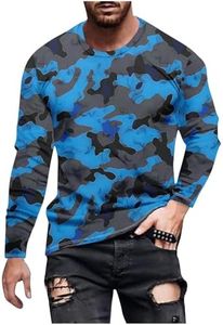 Long Sleeve Shirts for Men Camouflage Hunting Gear Compression Shirt Gym Running Mens Fitness Tactical Vest Biking Football Soccer 03#,Blue,Plus Size 3X