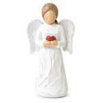 Angel Figurines for Women, Hand Carved Angel Statue with Heart, Resin Angels Sculpture, Guardian Angel Decorations for Thanksgiving, Christmas