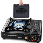 Hacer Portable Camping Gas Stove Cooking Gas burner with Carrying Case for Outdoor Camping Hiking Trekking - (Pack of 1, Black, 34 x 26 x 7.5 cm),Stainless Steel