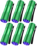 LEAGY 6 Pack UV Ultra Violet Blacklight 9 LED Flashlight Torch Light Outdoors Etc (Green)