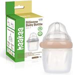 haakaa Gen.3 Silicone Baby Bottle Anti-Colic Baby Bottle with Slow Flow Nipple for Infant Newborn, 5.4oz/160ml, Peach