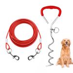 Hawsam 32ft Dog Tie Out Cable for Dogs, 16" Chrome Plated Anti Rust Stake,Dog Chain for Outside,Great for Camping or The Garden,Suitable for Harness, Leash & Chain Attachments