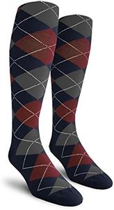 Golf Knickers Colorful Knee High Argyle Cotton Socks For Men Women and Youth - Q: Navy/Maroon/Charcoal - Ladies