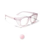 LianSan Oversize Anti-Fog Safety Goggles for Nurses, Z87.1 Certified Safety Glasses for Women, Square UV Protection Light Pink