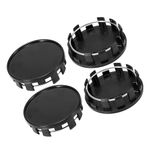 Partuto 4 Pcs 54mm Universal Wheel Center Hub Cap - Plastic Black