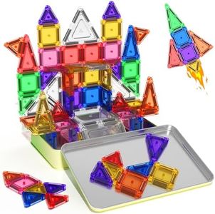 65PCS Mini Travel Magnetic Tiles with Case Set Toddler Essentials Toys, Magnetic Building Blocks Kids Games Sensory Montessori Education Learning Toys for 3+ Year Old Boys Girls Birthday Gifts