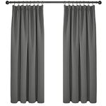 Deconovo Window Treatment Blackout Curtains Rod Pocket Thermal Insulated Decorative Soft Energy Saving Room Darkening Pencil Pleat Curtains for Kid 42 x 63 Inch Light Grey Set of 2