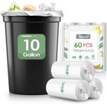 10 Gallon 60 Counts Strong Trash Bags Garbage Bags by Teivio, Bathroom Trash Can Bin Liners, Plastic Bags for home office kitchen, Clear