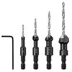 JONMON Countersink Drill Bits Set - 1/4 Inch Hex Shank Tapered Drill Bits, 6 10 13 16 Woodworking Counter Sinker Drill Bit Screw Hole Drilling Tools for Wood Plastic, 4Pcs