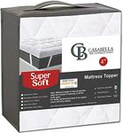 Casabella Double Mattress Topper 4 Inch (10 cm) thick Super Soft Breathable, Hypoallergenic Mattress Toppers are Box Stitched with Elasticized Corner Strap Double Mattress Topper 137x190+10cm