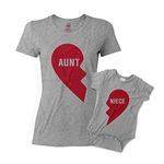 Matching Aunt Baby Niece Shirts/Bodysuit Split Heart 2-Pack Combo Clothing Set Athletic Heather