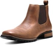 JASONSTAR Chelsea Cowboy Boots for Men Square Toe Western Boots Classic Casual Work Ankle Boots-botines para hombre