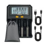 4 Bay 26650 21700 Battery Charger with Capacity Test,FUGASUN 4 Bay PD Fast/QC 3.0 Charger 18650 Battery Charger 26650 Charger for 32700 32650 26700 22700 21750 20700 Ni-MH with Protection Board