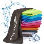 Fit-Flip Cooling towel - cool down towel - microfibre ice towel for sport and sweat - stay cool Airflip towel for neck - cold towel for yoga and fitness (black, 100x30cm)