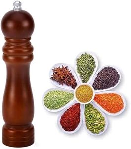 TCCO Pepper Grinder Crusher Mill Machine 8 INCH for Kitchen Adjustable Ceramic Rotor and Easily Refillable Pepper Shakers for Your Kitchen, Manual Salt Pepper Grinder(Wooden Salt Paper & Grinder)