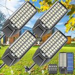 Jadisi 4-Pack 4000W Solar Street Light - 300000 Lumens, Dusk-to-Dawn, Waterproof, Ideal for Commercial & Outdoor Parking Lots - Energy-Efficient Solar-Powered, 3-Year Warranty