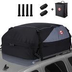 Sailnovo Car Roof Bag 15 Cubic Feet Foldable Roof Box, Soft Roof Box Storage for Most Cars with/without Roof Bars, Include 4 Reinforced Straps,4 Door Hooks